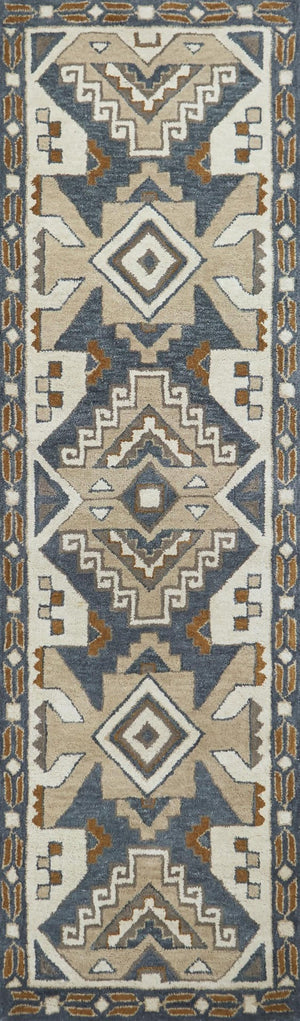 Alora Decor Ryder Hand-Tufted Gray Runner Rug 100% Wool Southwestern Motif, 2'6"X8' Plush Low-Profile Runner RYDRY100933882608