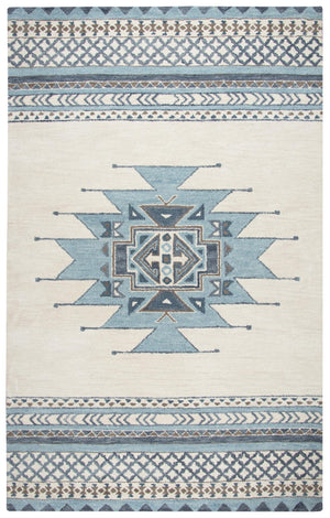 Alora Decor Ryder Hand-Tufted 100% Wool Southwestern Rug In Ivory Tan Aqua Gray — Soft Durable Geometric Elegance 3' x 5' RYDRY101109370305