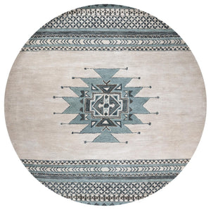 Alora Decor Ryder Hand-Tufted 100% Wool Round Rug, Southwestern Geometric 8' Anchor Rug In Ivory Tan Aqua Gray RYDRY1011093708RD