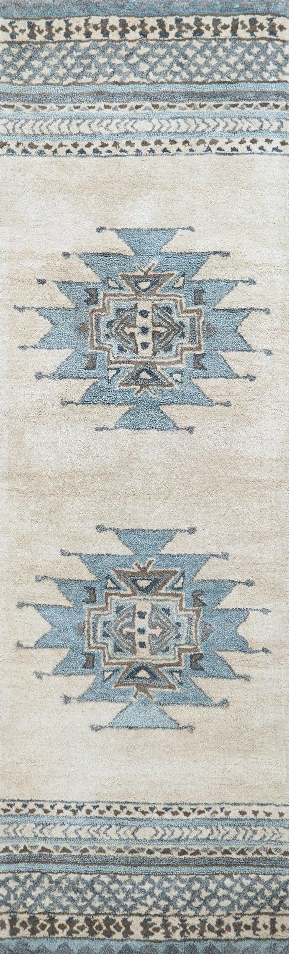 Alora Decor Ryder Hand‑Tufted Wool Runner 2'6"X8' — Southwestern Geometric Rug In Ivory, Tan, Aqua & Gray, Cozy Durable Finish RYDRY101109372608