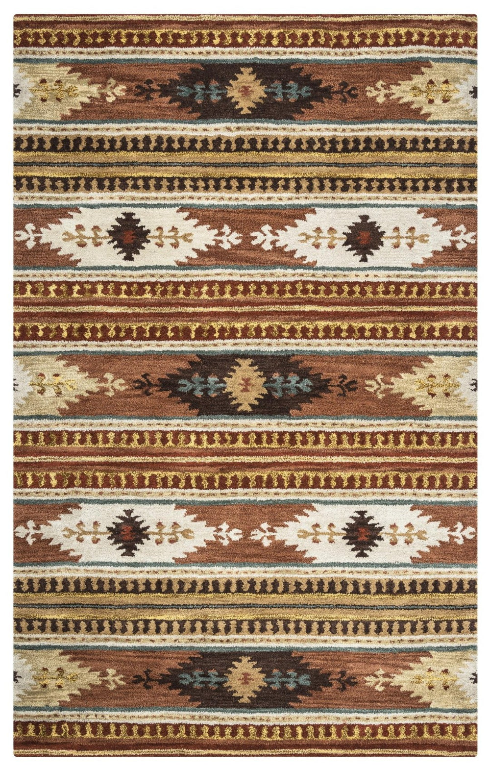 Alora Decor Ryder Hand‑Tufted 100% Wool Southwestern Rug With Navajo-Inspired Motifs, Plush Pile, Durable Edge 5' x 8' RYDRY101600750508