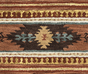 Alora Decor Ryder Southwestern Hand-Tufted Wool Rug With Wide Ruins Geometric Motif In Warm Earth Tones, Durable 10' x 10' RYDRY1016007510RD