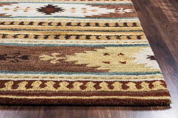 Alora Decor Ryder Southwestern Hand-Tufted Wool Rug With Wide Ruins Geometric Motif In Warm Earth Tones, Durable 10' x 10' RYDRY1016007510RD