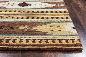 Alora Decor Ryder Hand‑Tufted 100% Wool Southwestern Rug With Navajo-Inspired Motifs, Plush Pile, Durable Edge 5' x 8' RYDRY101600750508