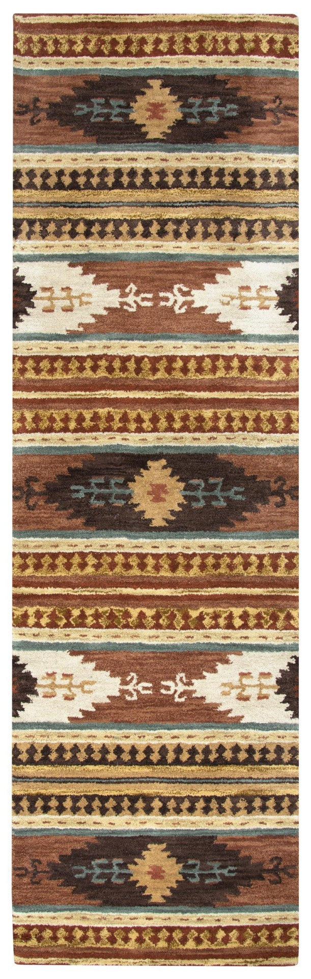 Alora Decor Ryder Hand-Tufted Wool Runner Rug With Southwestern Navajo-Inspired Geometrics And Earth Tones Durable Plush 2'6" x 10' RYDRY101600752610