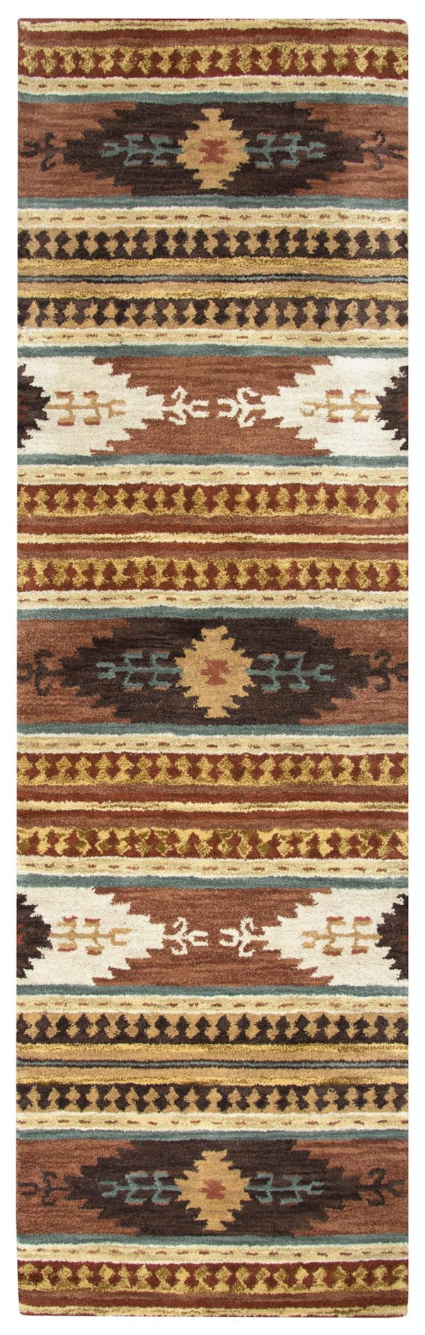 Alora Decor Ryder Hand-Tufted Wool Runner Rug With Southwestern Navajo-Inspired Geometrics And Earth Tones Durable Plush 2'6" x 10' RYDRY101600752610