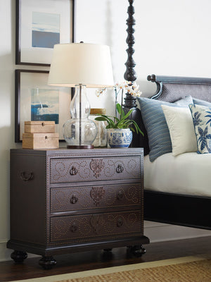 Lexington Tommy Bahama Home Tortola Chest - Exquisite Leather Design With Hammered Copper Accents And Decorative Nailhead Trim Cassis  621-972