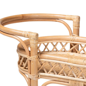 Bali & Pari Raul Handwoven Rattan Kitchen Cart with Casters for Coastal Boho Spaces