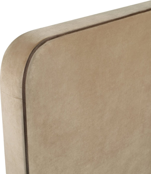Meridian Furniture Rava Full Upholstered Platform Bed with Velvet Headboard and Walnut Wood Base Modern Style Beige / Brown RavaBeige-F