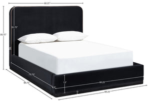 Meridian Furniture Rava Full Upholstered Platform Bed with Velvet Headboard and Walnut Wood Base Modern Style Black / Taupe RavaBlack-F