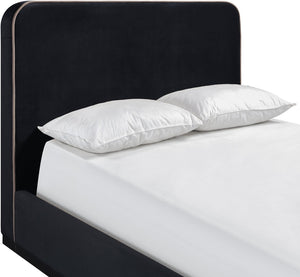 Meridian Furniture Rava Velvet King Bed Tall Headboard Walnut Base Platform Frame for Modern Bedrooms Black / Taupe RavaBlack-K