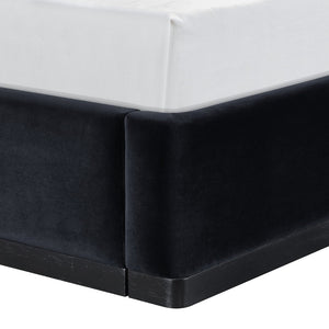 Meridian Furniture Rava Velvet Twin Bed with Tall Upholstered Headboard and Walnut Base for Modern Bedrooms Black / Taupe RavaBlack-T