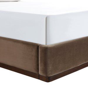 Meridian Furniture Rava Full Upholstered Platform Bed with Velvet Headboard and Walnut Wood Base Modern Style Brown / Beige RavaBrown-F