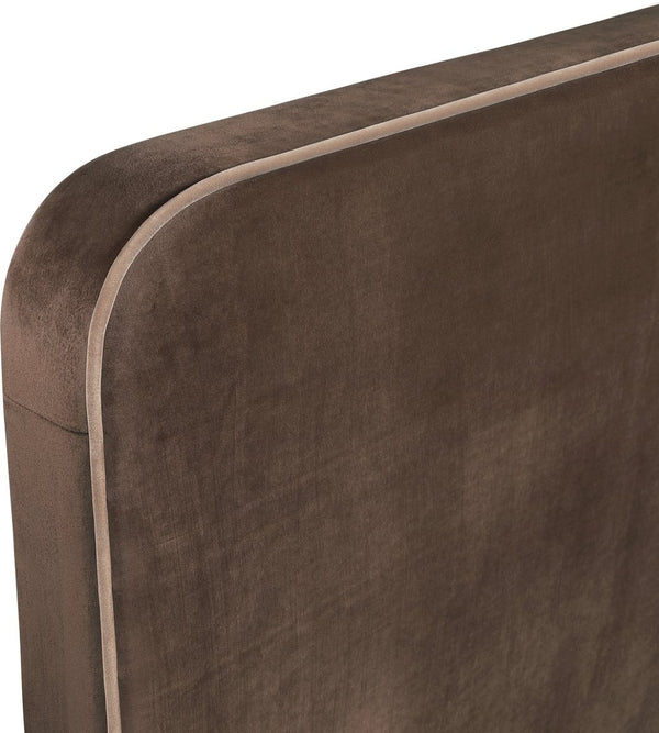Meridian Furniture Rava Full Upholstered Platform Bed with Velvet Headboard and Walnut Wood Base Modern Style Brown / Beige RavaBrown-F