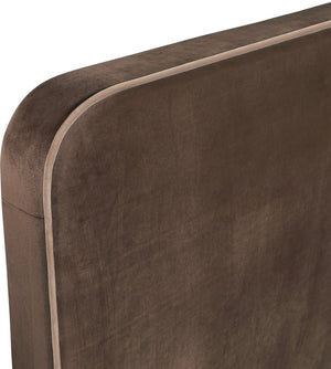 Meridian Furniture Rava Velvet King Bed Tall Headboard Walnut Base Platform Frame for Modern Bedrooms Brown / Beige RavaBrown-K