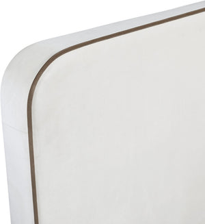 Meridian Furniture Rava Full Upholstered Platform Bed with Velvet Headboard and Walnut Wood Base Modern Style Cream / Beige RavaCream-F
