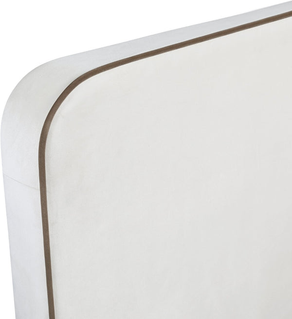 Meridian Furniture Rava Velvet King Bed Tall Headboard Walnut Base Platform Frame for Modern Bedrooms Cream / Beige RavaCream-K