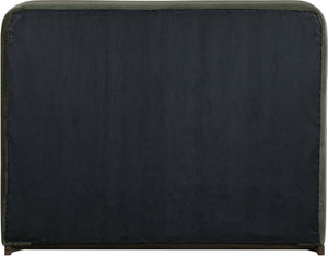 Meridian Furniture Rava Full Upholstered Platform Bed with Velvet Headboard and Walnut Wood Base Modern Style Green / Brown RavaGreen-F