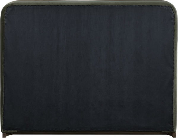Meridian Furniture Rava Full Upholstered Platform Bed with Velvet Headboard and Walnut Wood Base Modern Style Green / Brown RavaGreen-F