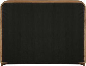 Meridian Furniture Rava Full Upholstered Platform Bed with Velvet Headboard and Walnut Wood Base Modern Style Saddle / Brown RavaSaddle-F