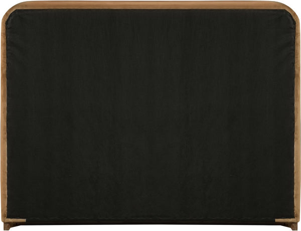 Meridian Furniture Rava Full Upholstered Platform Bed with Velvet Headboard and Walnut Wood Base Modern Style Saddle / Brown RavaSaddle-F