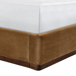 Meridian Furniture Rava Velvet King Bed Tall Headboard Walnut Base Platform Frame for Modern Bedrooms Saddle / Brown RavaSaddle-K