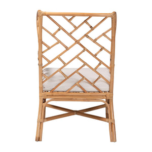 Bali & Pari Ray Handcrafted Rattan Wingback Chair with Foam Cushion for Living Rooms