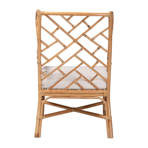 Bali & Pari Ray Handcrafted Rattan Wingback Chair with Foam Cushion for Living Rooms