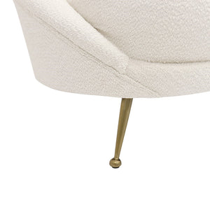 Pasargad Home Luna Collection Curved Sofa In Soft Textured Fabric With Gold Plated Base, Grey Ivory Poly Fabric Sofa-ds0440