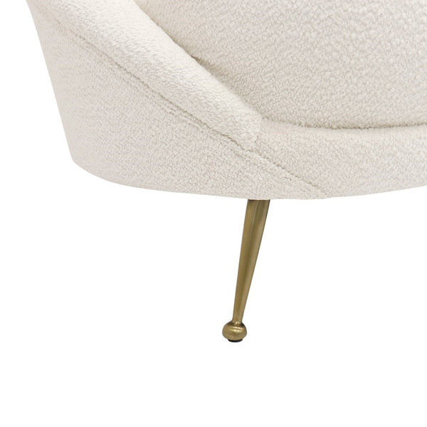 Pasargad Home Luna Collection Curved Sofa In Soft Textured Fabric With Gold Plated Base, Grey Ivory Poly Fabric Sofa-ds0440