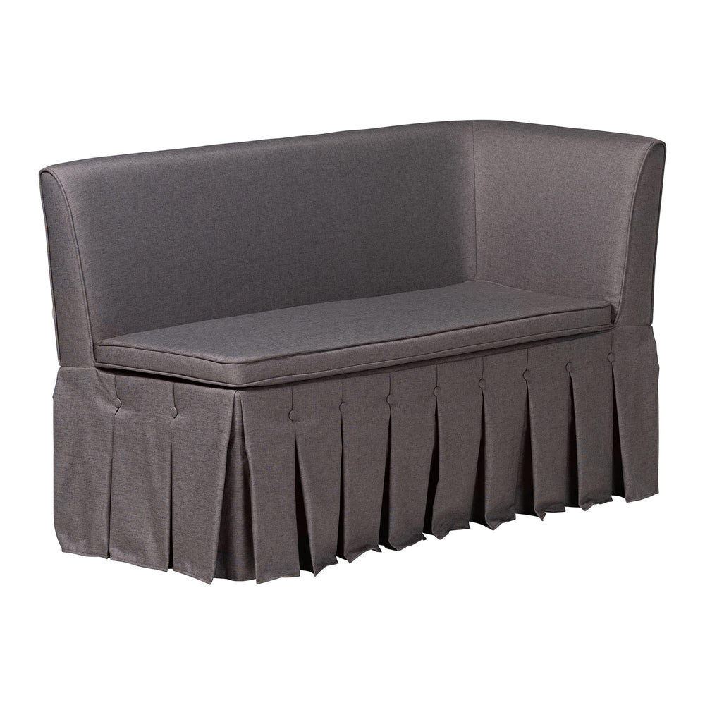 Baxton Studio Baxton Studio Reuben Fabric Upholstered Corner Banquette Nook Set with Pleated Bench Skirts Reagon-Grey/Walnut-3PC Dining Nook Set