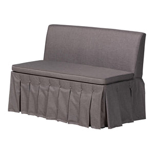 Baxton Studio Baxton Studio Reuben Fabric Upholstered Corner Banquette Nook Set with Pleated Bench Skirts Reagon-Grey/Walnut-3PC Dining Nook Set