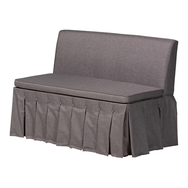 Baxton Studio Baxton Studio Reuben Fabric Upholstered Corner Banquette Nook Set with Pleated Bench Skirts Reagon-Grey/Walnut-3PC Dining Nook Set