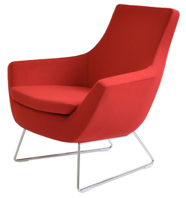 Soho Concept Rebecca Armchair - Modern Wire Sled Base, Boucle & Camira Fabric, 10-year Warranty, Stylish Design Chrome,Red  Soho-concept-dining-chair-12480