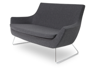 Soho Concept Rebecca Sofa - Elegant Two-seater In Camira Wool Fabric, Walnut Finish, 10-year Guarantee, 400 Lbs Capacity Dark Grey Solid Beech Wood ,Wa,Nut Finish Soho-concept-dining-chair-12534