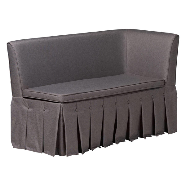 Baxton Studio Baxton Studio Reginald L-shaped Corner Dining Nook with Pleated Upholstered Benches Redmond-Grey/Walnut-3PC Dining Nook Set