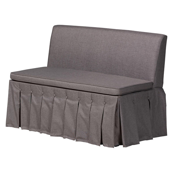 Baxton Studio Baxton Studio Reginald L-shaped Corner Dining Nook with Pleated Upholstered Benches Redmond-Grey/Walnut-3PC Dining Nook Set