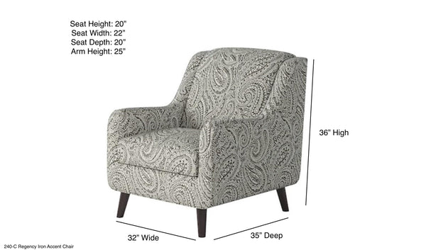 Fusion Regency Iron Accent Chair – Stylish Grey Design With Sloped Arms And Durable Fabric For Any Room Grey Ws ,100% Polypropylene 240-c Regency Iron Accent Chair