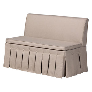 Baxton Studio Baxton Studio Reginald L-shaped Fabric Banquette Nook Set with Pleated Skirted Benches Reginald-Light Beige/Walnut-3PC Dining Nook Set