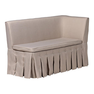 Baxton Studio Baxton Studio Reuben Fabric Upholstered Corner Dining Nook with Pleated Skirted Benches Reuben-Light Beige/Walnut-3PC Dining Nook Set