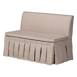Baxton Studio Baxton Studio Reuben Fabric Upholstered Corner Dining Nook with Pleated Skirted Benches Reuben-Light Beige/Walnut-3PC Dining Nook Set