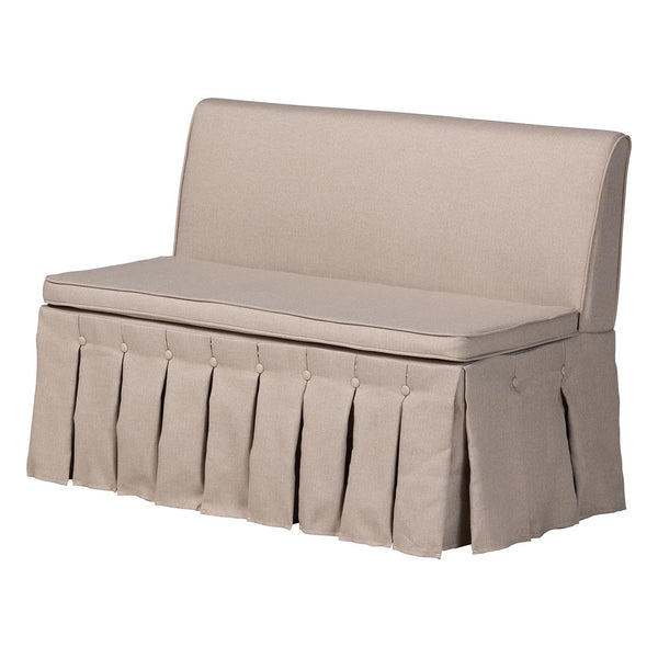 Baxton Studio Baxton Studio Reuben Fabric Upholstered Corner Dining Nook with Pleated Skirted Benches Reuben-Light Beige/Walnut-3PC Dining Nook Set