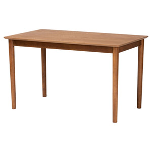 Baxton Studio Baxton Studio Reuben Fabric Upholstered Corner Dining Nook with Pleated Skirted Benches Reuben-Light Beige/Walnut-3PC Dining Nook Set