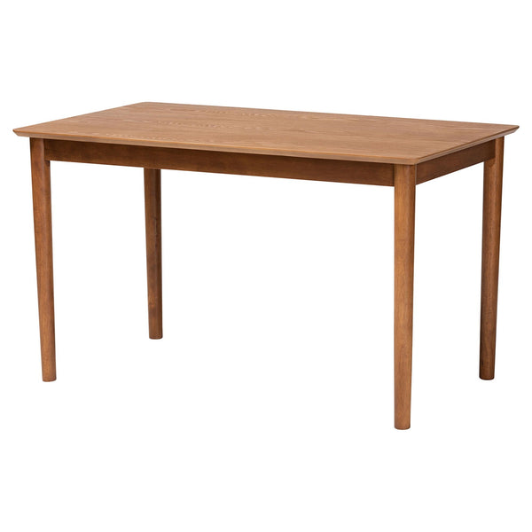 Baxton Studio Baxton Studio Reuben Fabric Upholstered Corner Dining Nook with Pleated Skirted Benches Reuben-Light Beige/Walnut-3PC Dining Nook Set