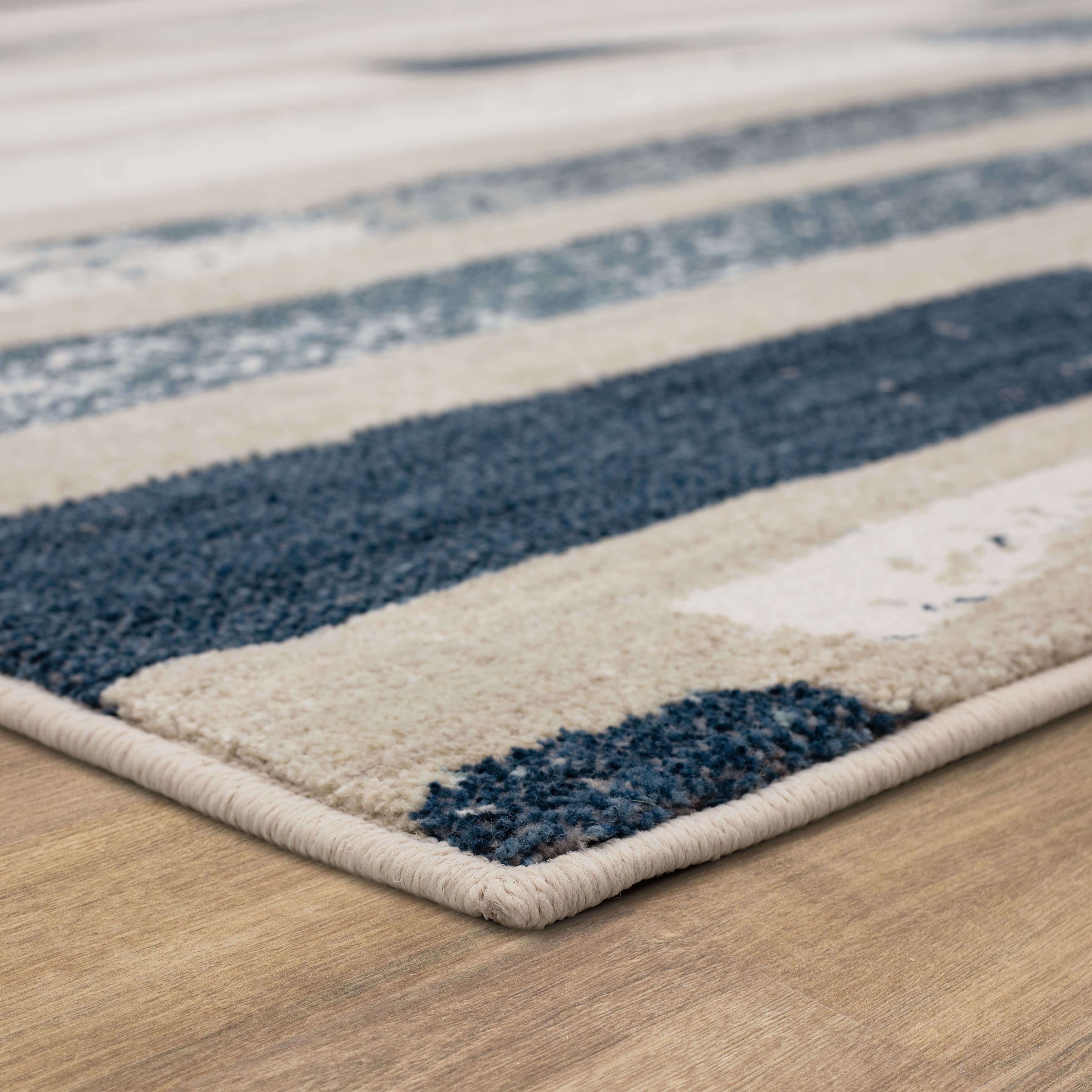 Revelation Machine-Woven Triexta Blend Rug, Cream Ivory Striped Design
