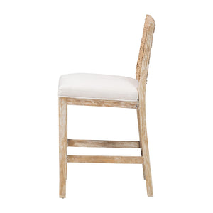 Bali & Pari Rivermont Mango Wood Counter Stool with Woven Seagrass Back Coastal