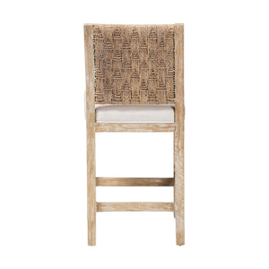 Bali & Pari Rivermont Mango Wood Counter Stool with Woven Seagrass Back Coastal