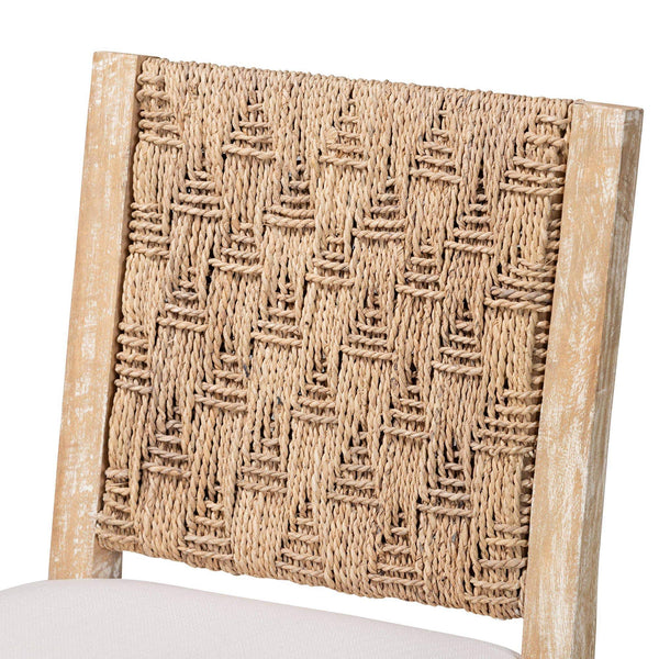 Bali & Pari Rivermont Mango Wood Counter Stool with Woven Seagrass Back Coastal