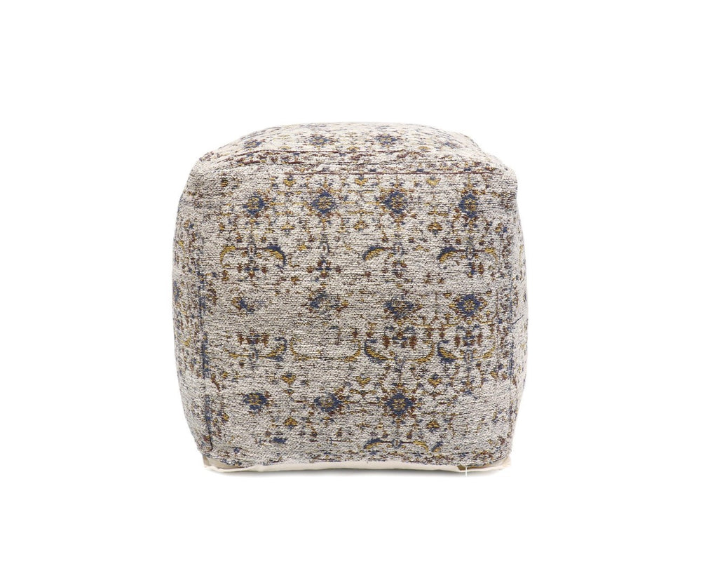 Pasargad Home Grandcanyon Cotton Pouf In Navy/Ivory - Chic Handcrafted Accent For Any Room Toupe Cotton Ppf-313-1