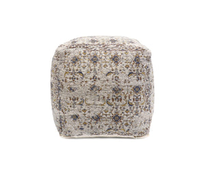 Pasargad Home Grandcanyon Cotton Pouf In Navy/Ivory - Chic Handcrafted Accent For Any Room Toupe Cotton Ppf-313-1